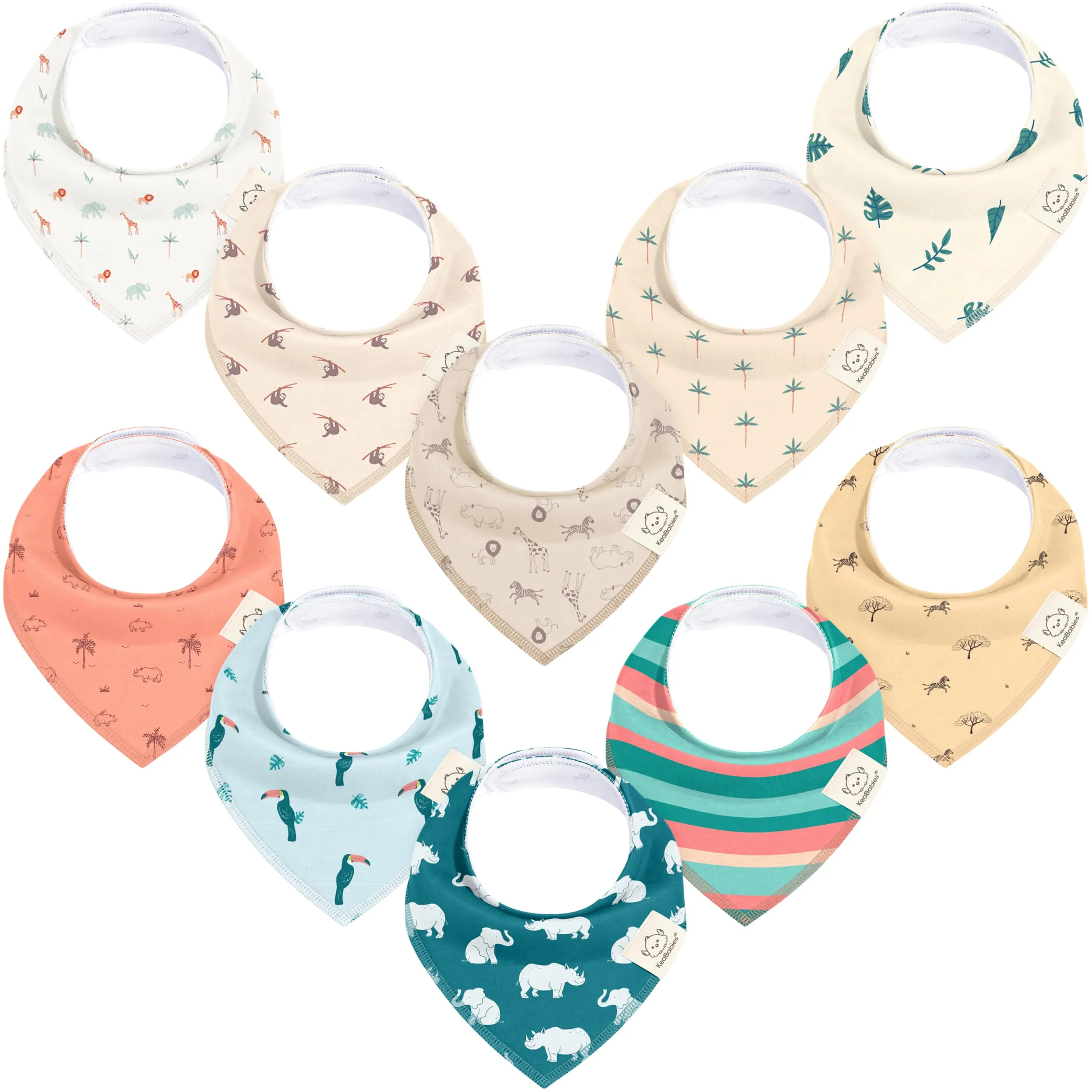 10-Pack Organic Bandana Bibs (Wildscape)