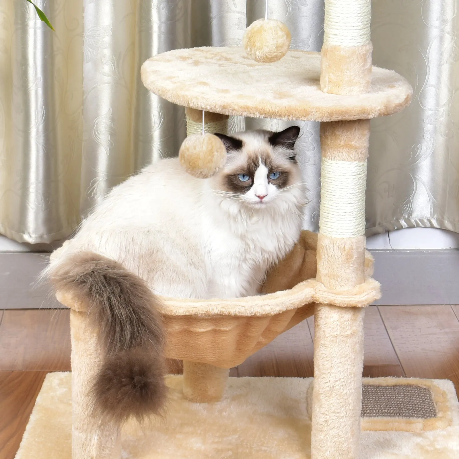 2.0 Version Cat Tree 29''/30''with Scratching Posts Perch Hammock