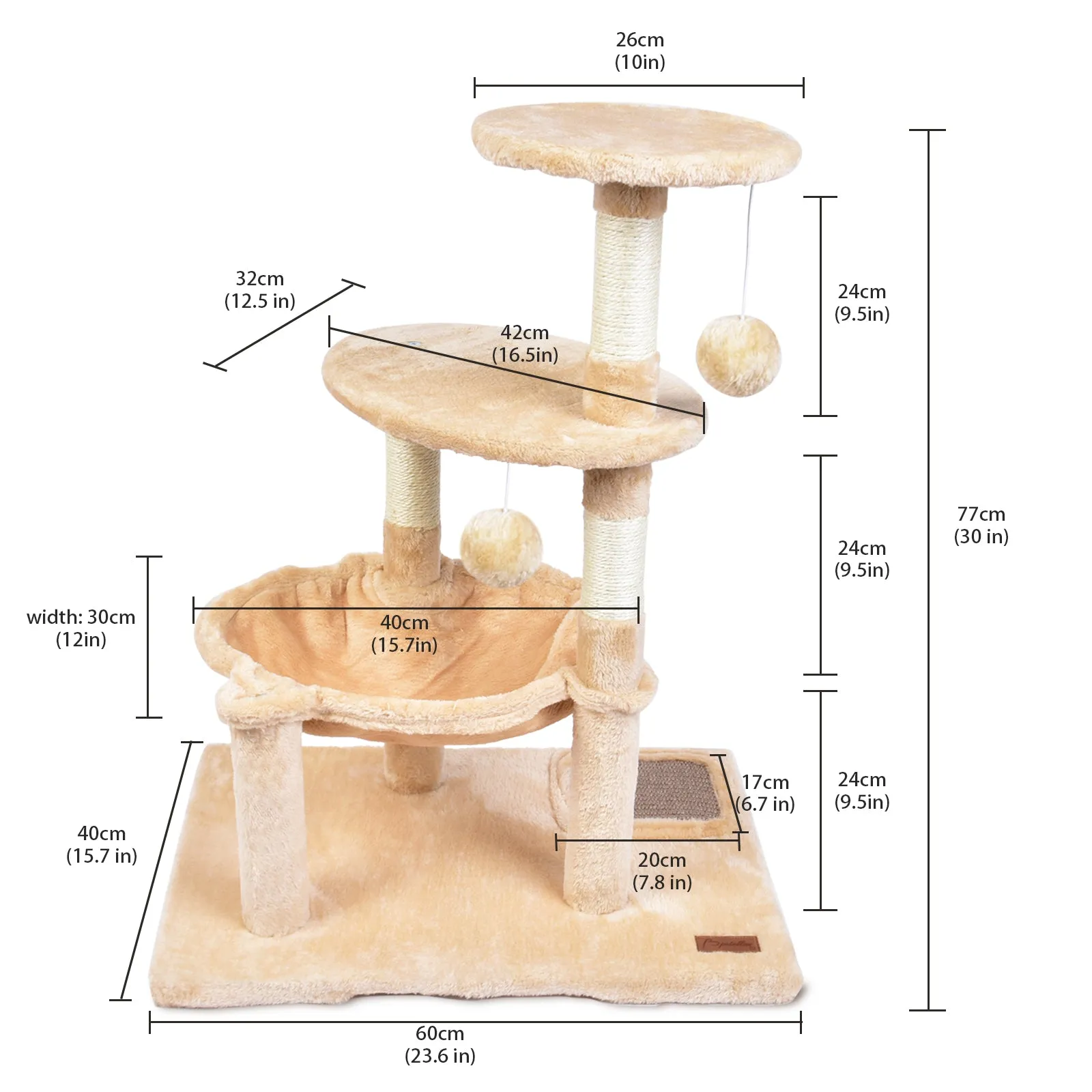 2.0 Version Cat Tree 29''/30''with Scratching Posts Perch Hammock