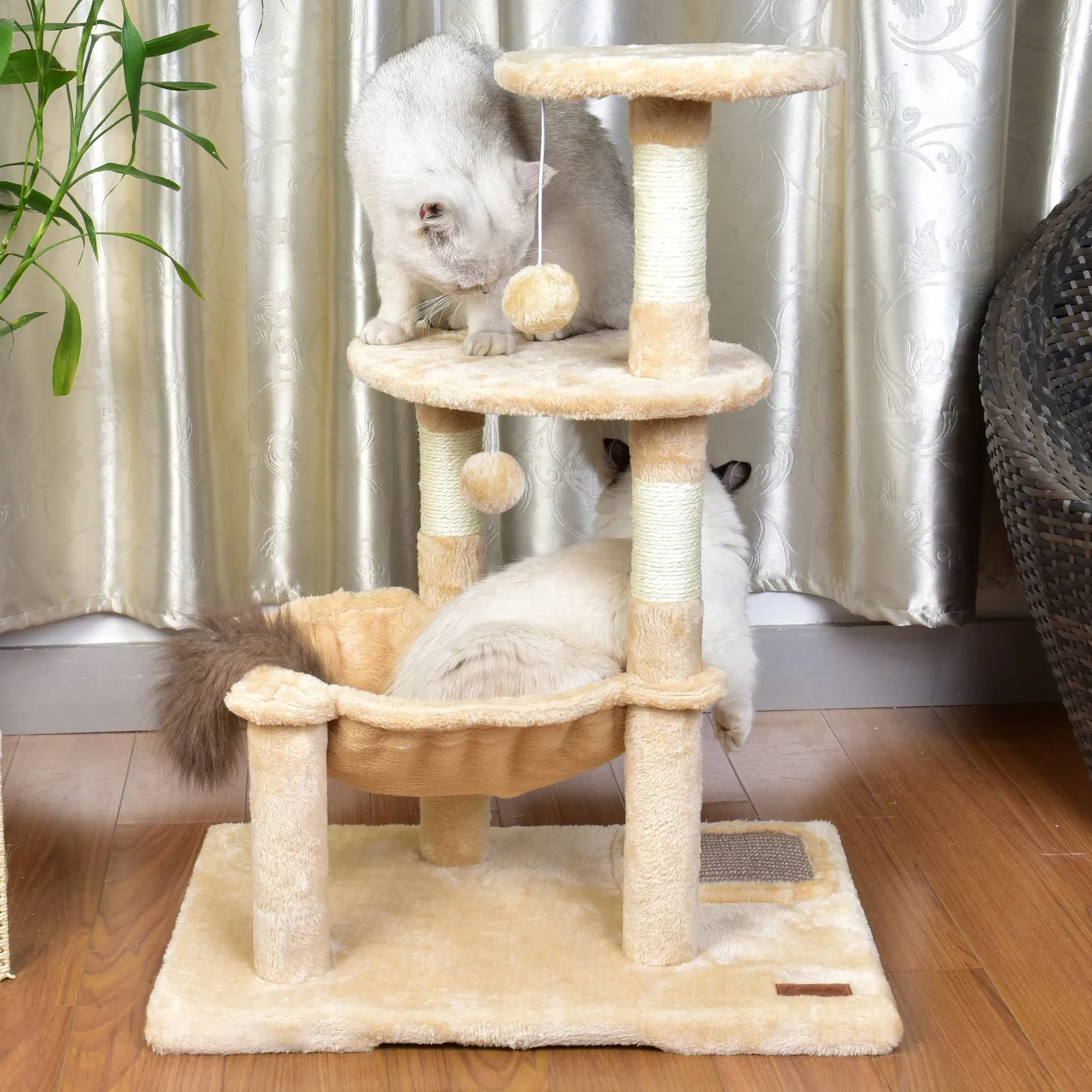 2.0 Version Cat Tree 29''/30''with Scratching Posts Perch Hammock