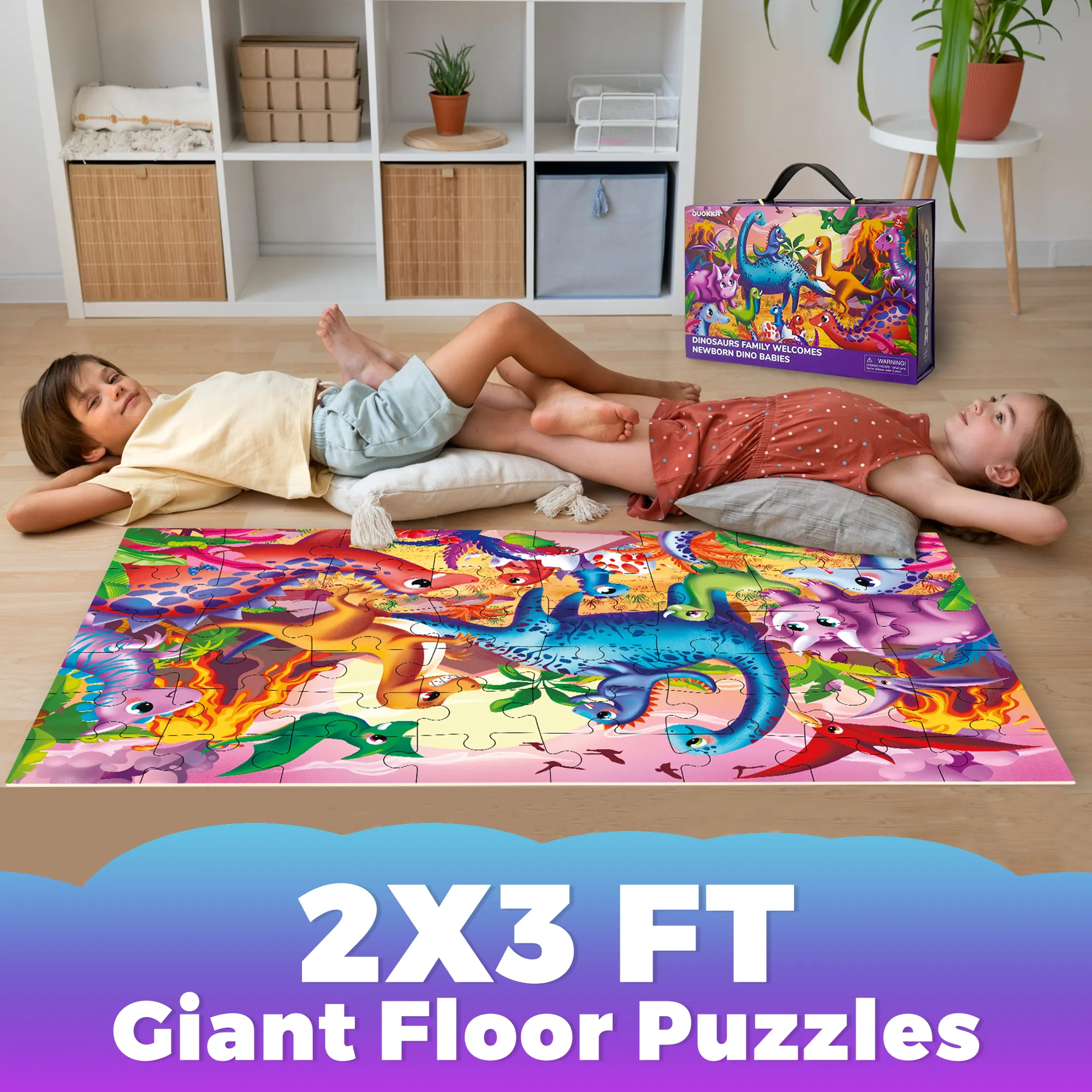 2x3 FT Giant Floor Puzzles for Kids Ages 4-6 | Dinos