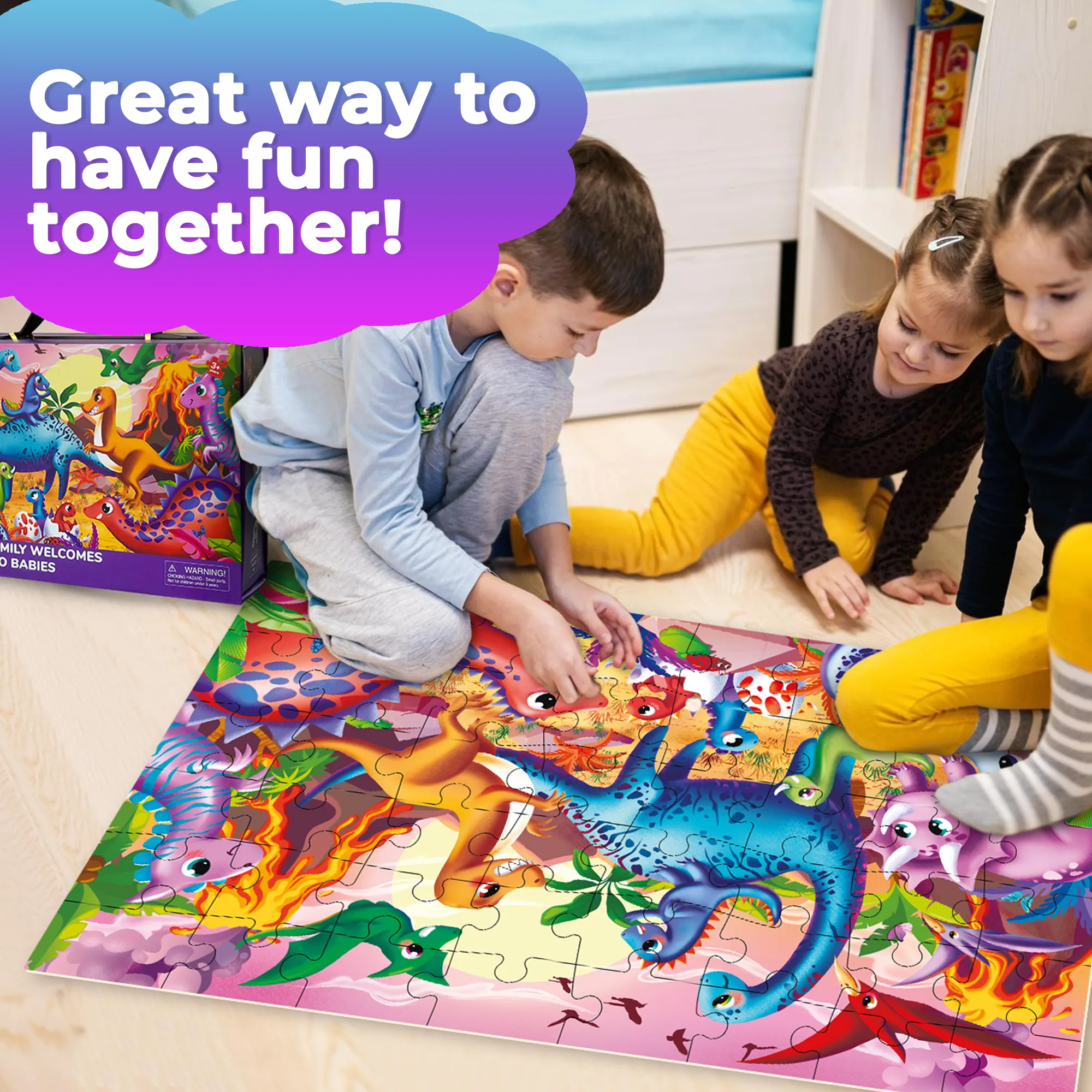 2x3 FT Giant Floor Puzzles for Kids Ages 4-6 | Dinos