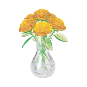 3D Crystal Puzzle - Roses in a Vase (Yellow): 47 Pcs