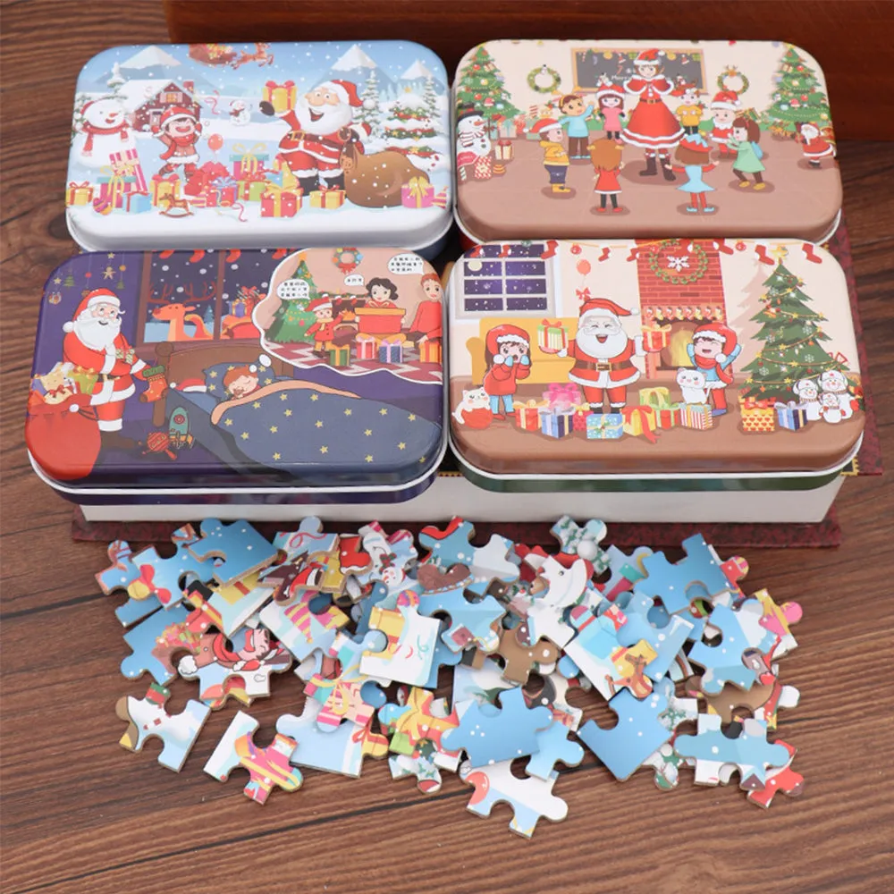 60Pcs Handmade DIY Santa Claus Jigsaw Puzzles Toys For Kids Christmas Gift, TO0002