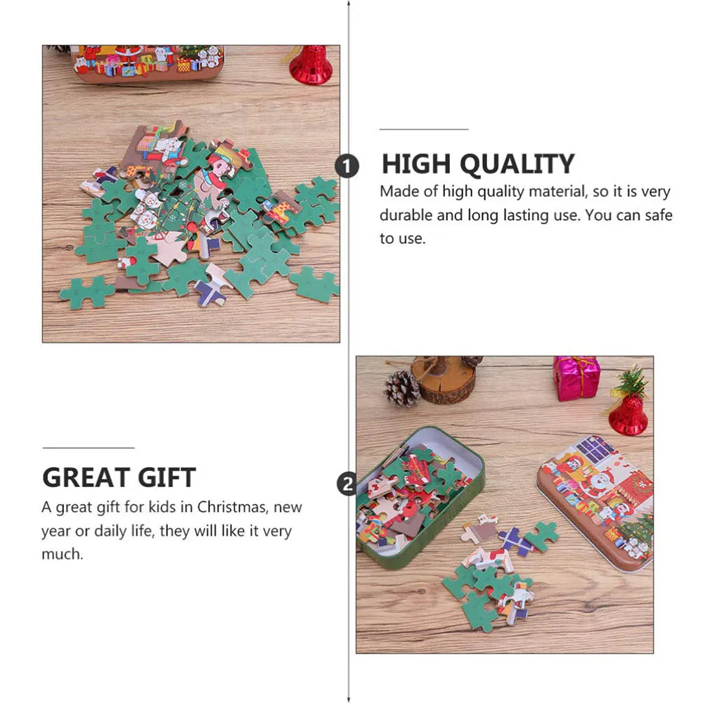 60Pcs Handmade DIY Santa Claus Jigsaw Puzzles Toys For Kids Christmas Gift, TO0002