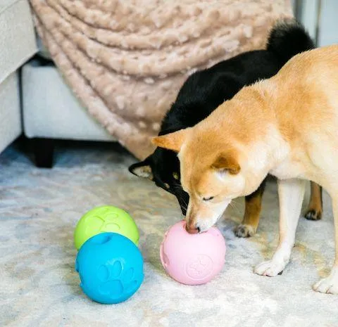 Blue Paw Me! Treat Ball Dispenser and Dog Toy: Engaging Design, Squishy Texture, Easy Rolling, Interactive Play, Keeps Pets Busy, Vanilla Scent, BPA-Free, FDA Approved for Dogs/Cats/Pets