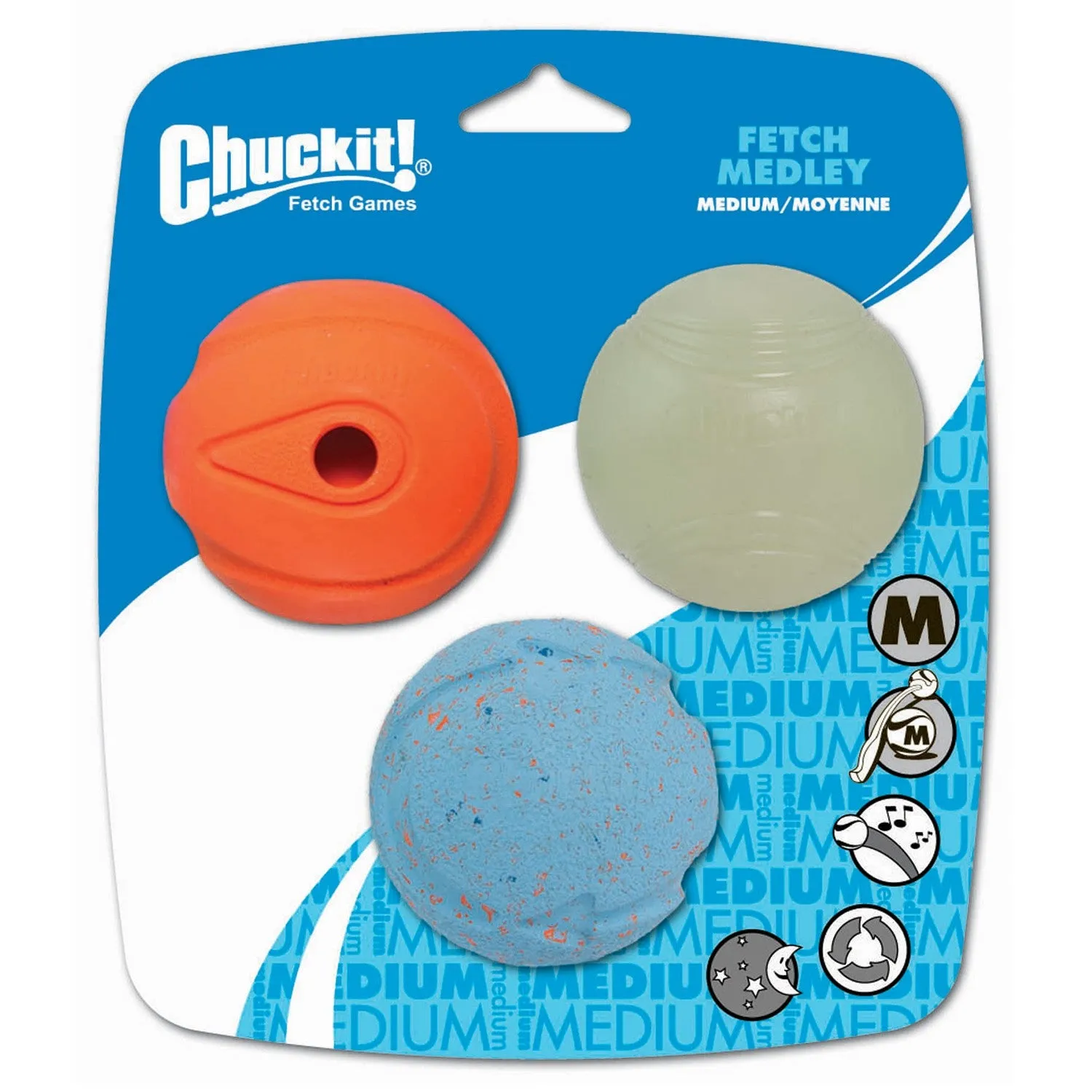 Chuckit Fetch Medley Assorted Medium Balls 3 Pack