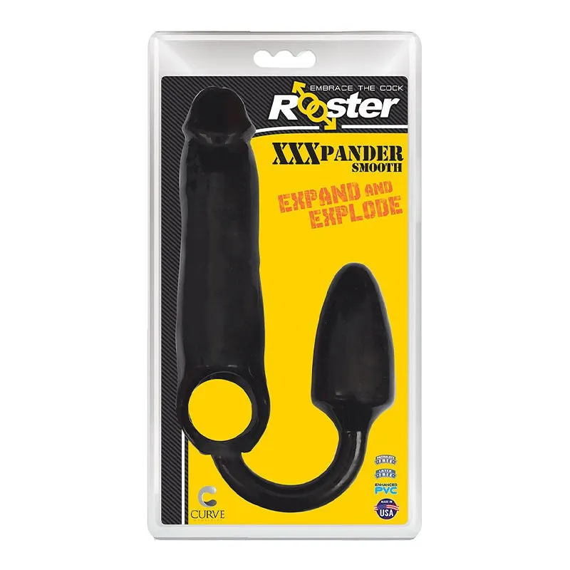 Curve Toys Rooster XXXPANDER Smooth Penis Extender Sheath with Cockring and Anal Plug