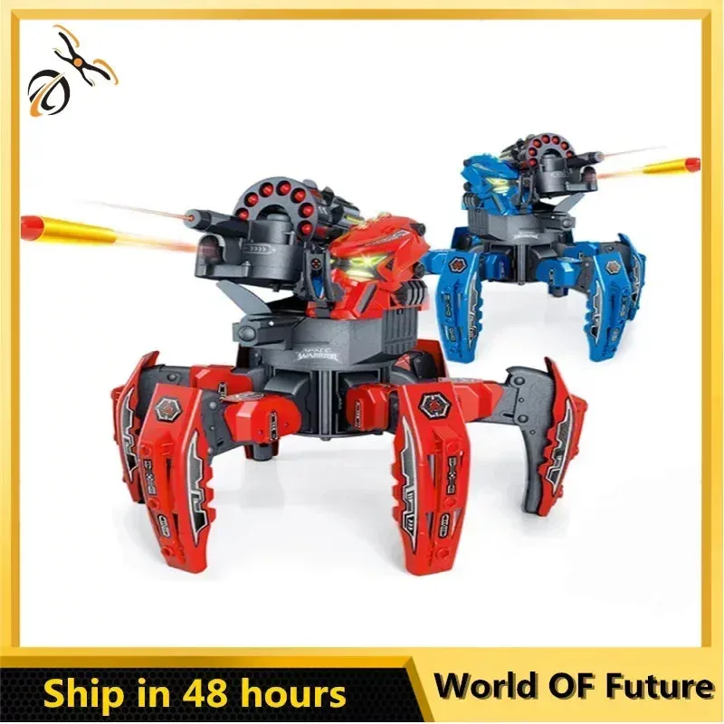 DIY Shooting Game Six-legged Spider Robot 2.4G Radio remote control Double weapon RC Robot Toys For Children Gifts Puzzle Robot