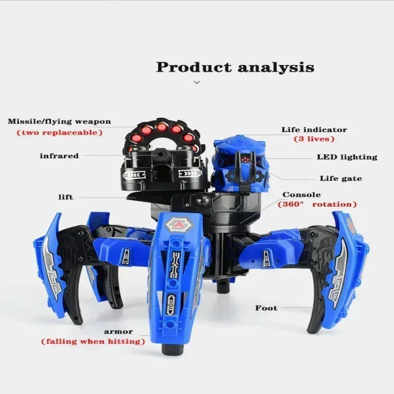 DIY Shooting Game Six-legged Spider Robot 2.4G Radio remote control Double weapon RC Robot Toys For Children Gifts Puzzle Robot