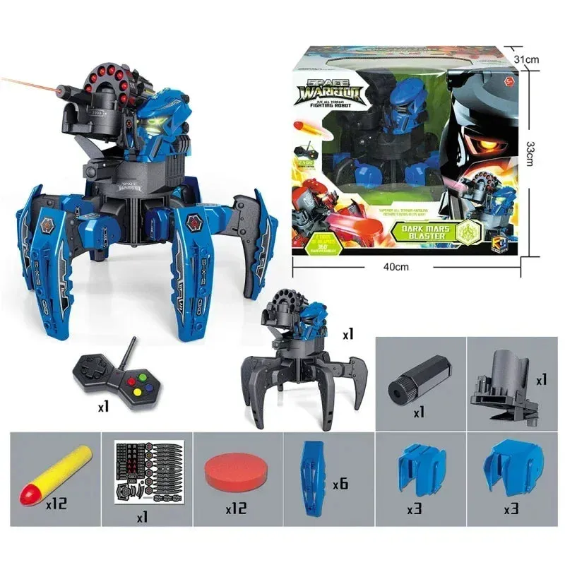 DIY Shooting Game Six-legged Spider Robot 2.4G Radio remote control Double weapon RC Robot Toys For Children Gifts Puzzle Robot