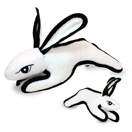 Durable Rabbit Dog Toy | White & Brown