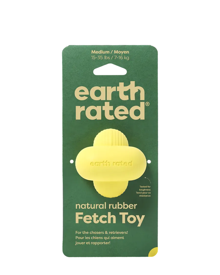 Earth Rated Yellow Fetch Dog Toy - Medium 2.5"