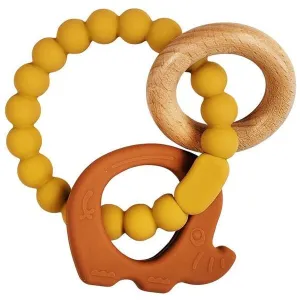 Elephant Teether Ring Mustard, Rust & Natural 14cm