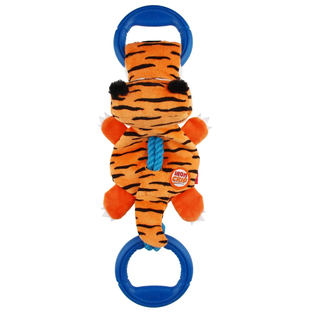 GiGwi Iron Grip Tiger Plush with TRP Handle Toy for Dogs (Orange)