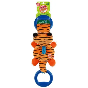 GiGwi Iron Grip Tiger Plush with TRP Handle Toy for Dogs (Orange)