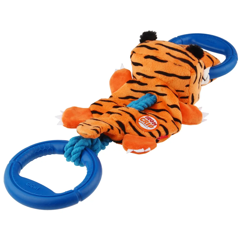 GiGwi Iron Grip Tiger Plush with TRP Handle Toy for Dogs (Orange)