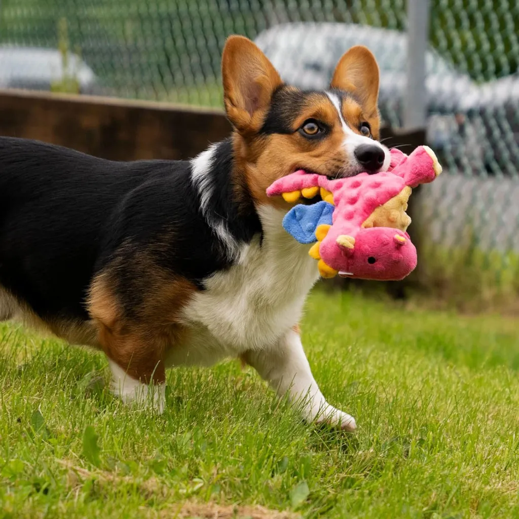 goDog Dragons with Chew Guard Technology Tough Plush Toy For Dogs, Coral