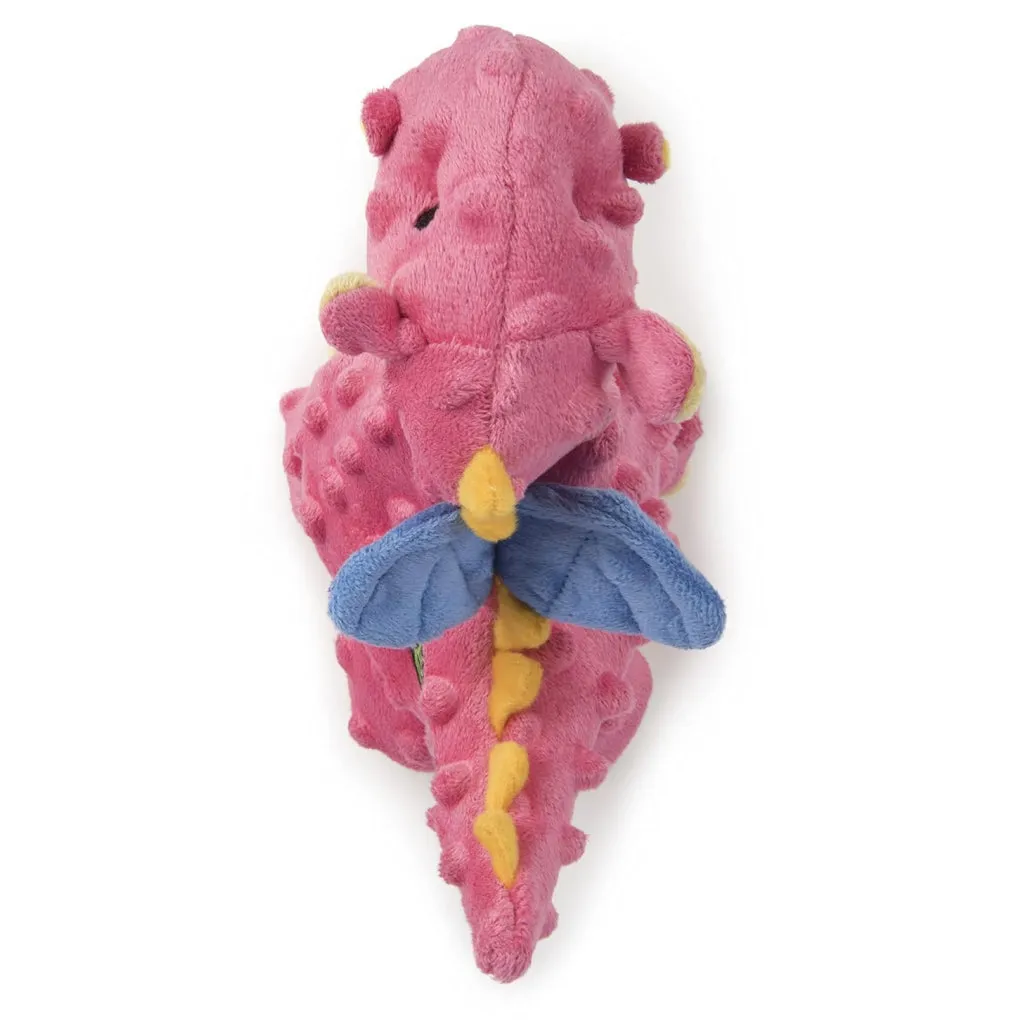 goDog Dragons with Chew Guard Technology Tough Plush Toy For Dogs, Coral