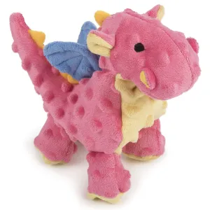 goDog Dragons with Chew Guard Technology Tough Plush Toy For Dogs, Coral