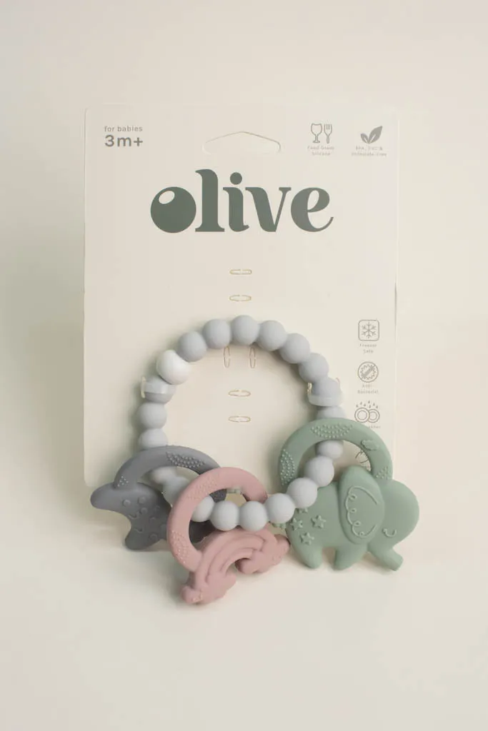 Green Elephant Teething Ring