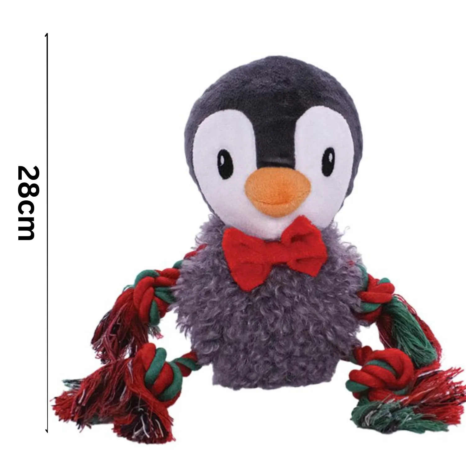 Holly & Robin | Fluffy Ropee Penguin Squeaky Plush Tugger