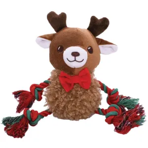 Holly & Robin | Fluffy Ropee Reindeer Squeaky Plush Tugger