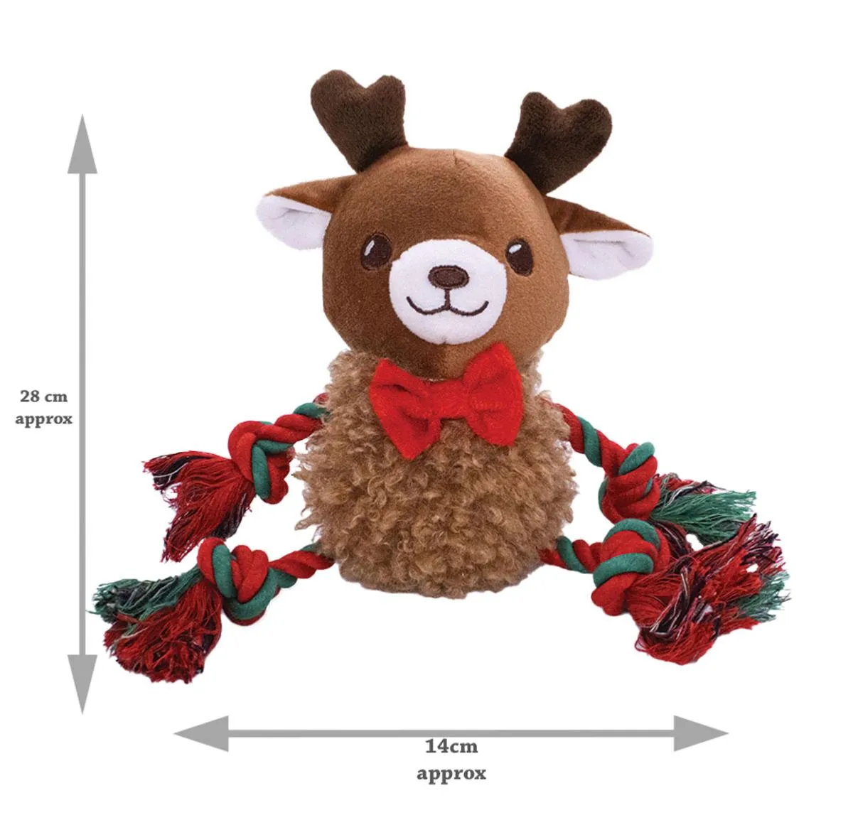 Holly & Robin | Fluffy Ropee Reindeer Squeaky Plush Tugger