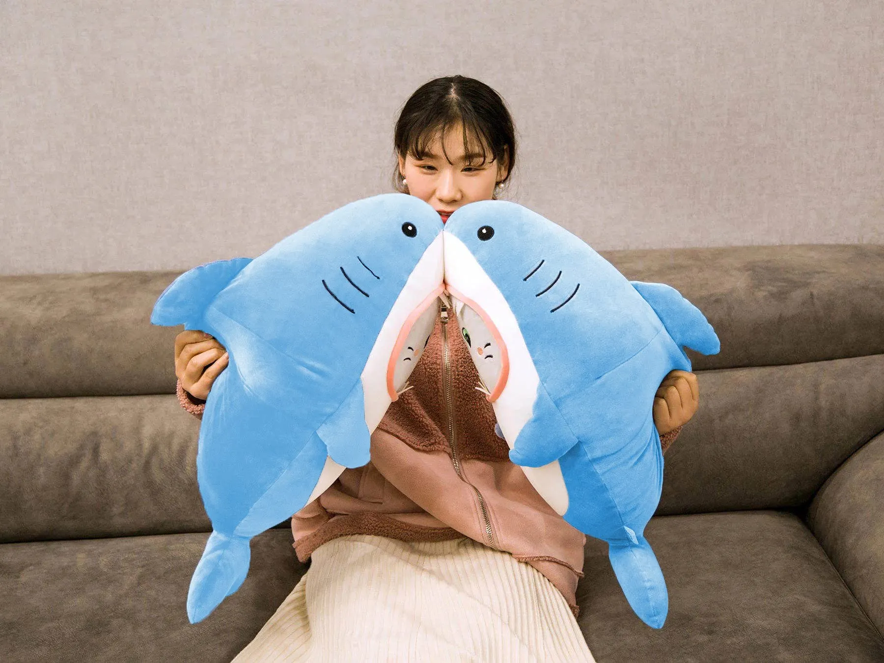 HUG 'n' FEEL SOFT TOYS Shark Soft Toys, Baby Toys, Kids Toy, Toy for Girl, Birthday Gift for Girl/Boys, Toy Gift for Girls, Kids Toys for Boys/Girl, Miniso Soft Toys, Toys Gift Items, (Shark, Blue)