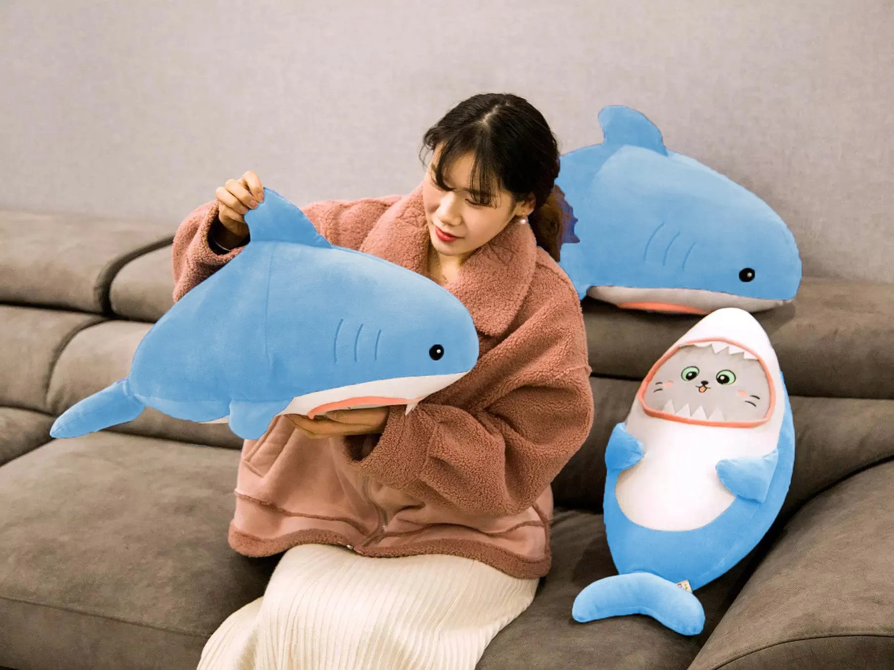 HUG 'n' FEEL SOFT TOYS Shark Soft Toys, Baby Toys, Kids Toy, Toy for Girl, Birthday Gift for Girl/Boys, Toy Gift for Girls, Kids Toys for Boys/Girl, Miniso Soft Toys, Toys Gift Items, (Shark, Blue)