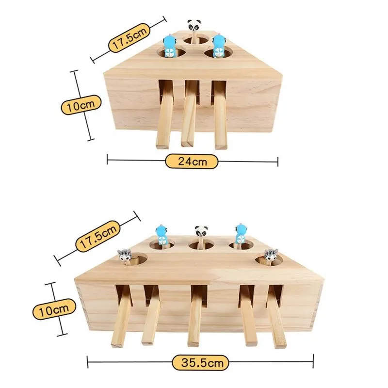 Interactive Cat Toy Catch The Mouse Hunt Wooden Puzzle Box