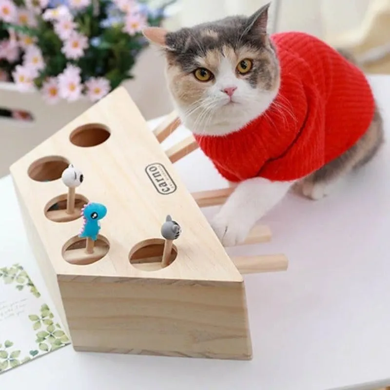 Interactive Cat Toy Catch The Mouse Hunt Wooden Puzzle Box