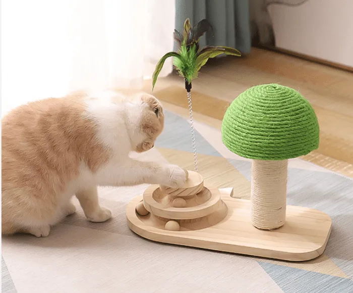 Interactive Wooden Cat Toy