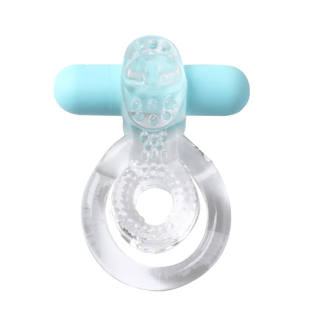 JAYDEN RECHARGEABLE VIBRATING COCK RING CLEAR SLEEVE