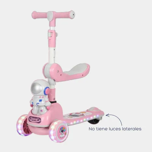 Kids Astronaut Kick Scooter With Light & Music - Pink