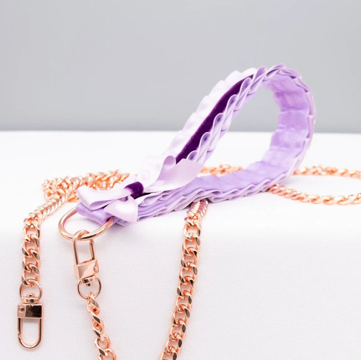 Lilac and Regal Purple Velvet Rose Gold Leash