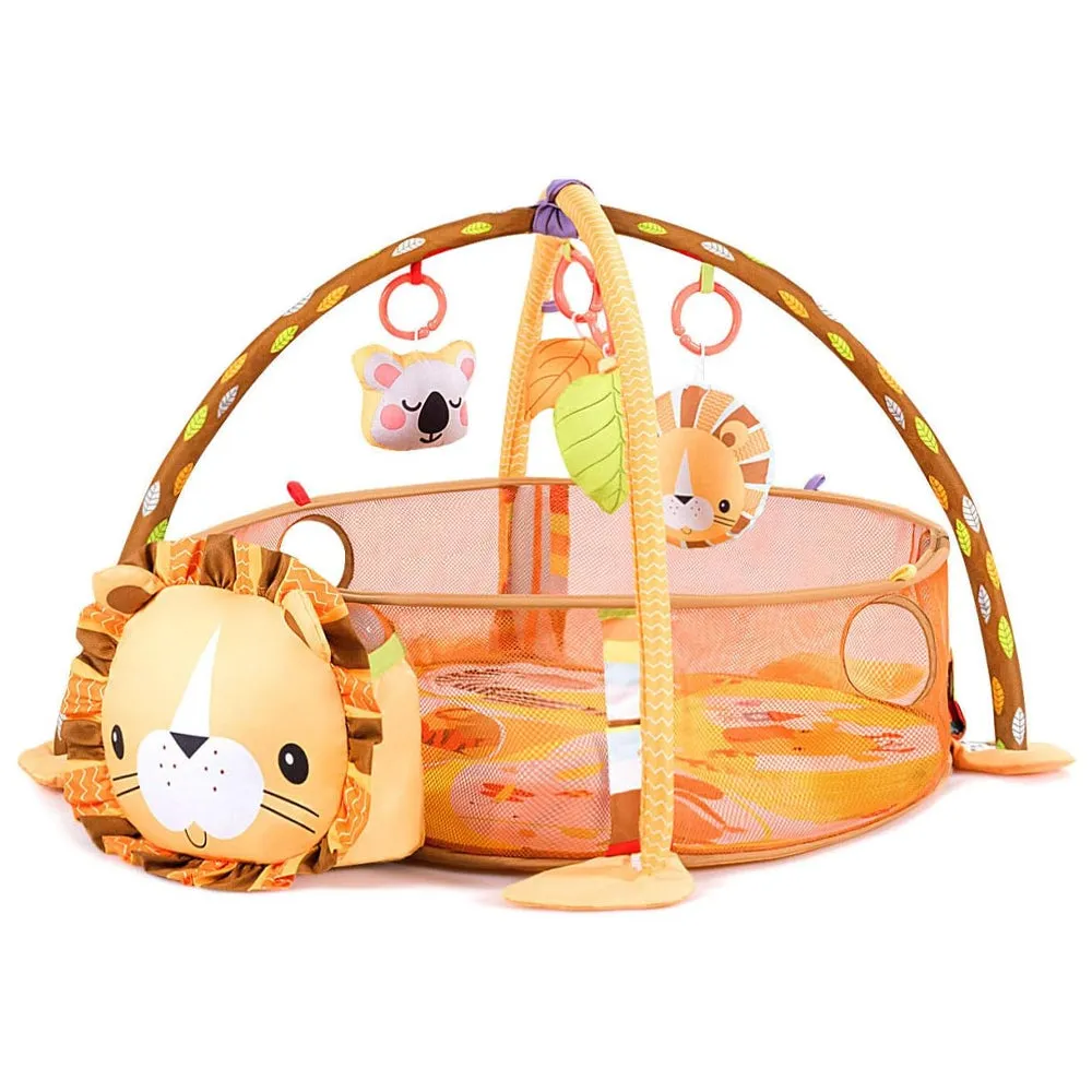 (Net) 3-in-1 Grow with Me Lion Baby Activity Gym and Ball Pit