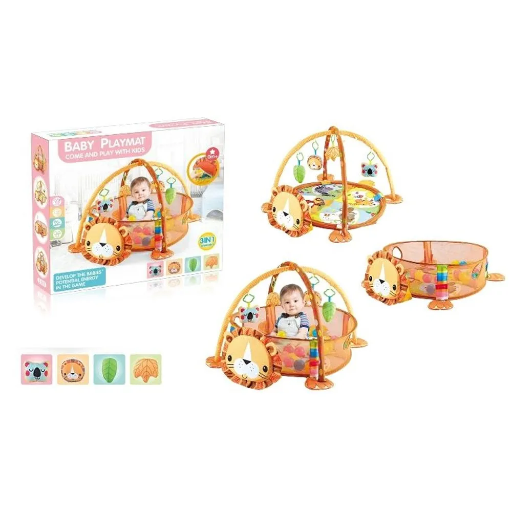 (Net) 3-in-1 Grow with Me Lion Baby Activity Gym and Ball Pit