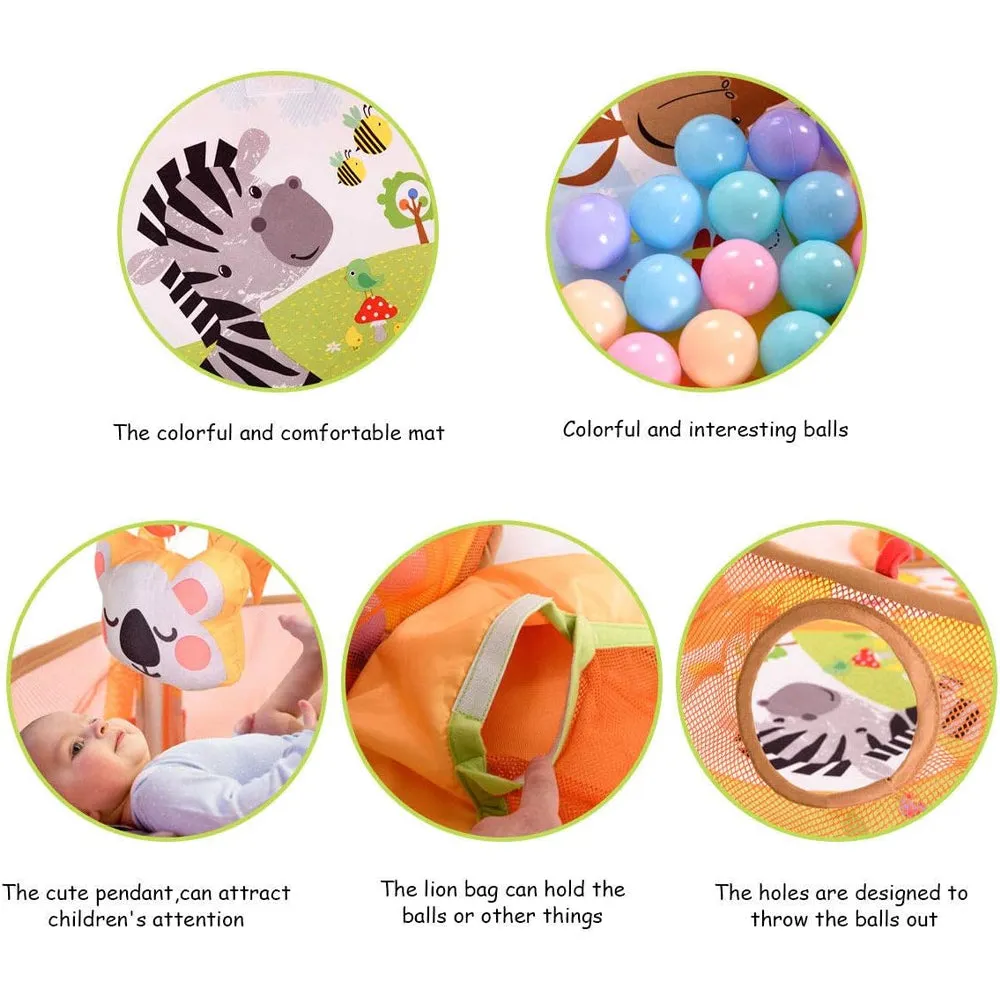 (Net) 3-in-1 Grow with Me Lion Baby Activity Gym and Ball Pit