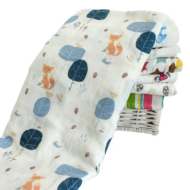 Newborn Infant Cotton Comfortable Muslin Baby Swaddling Blanket Swaddle Towel 120*120cm