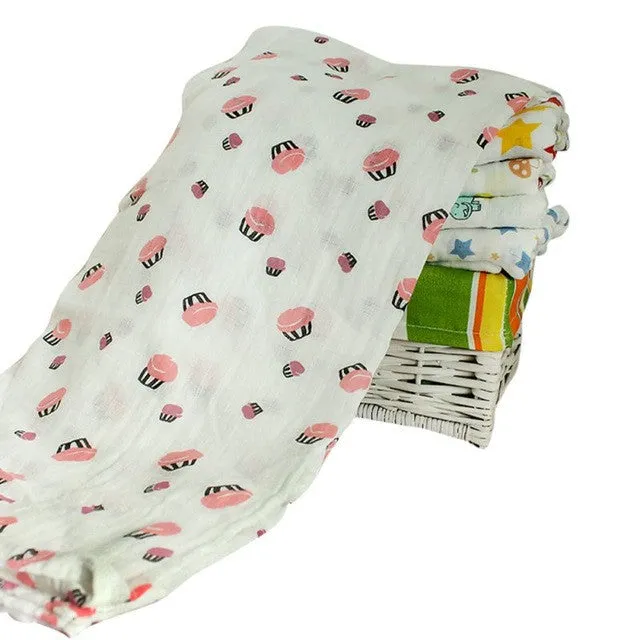 Newborn Infant Cotton Comfortable Muslin Baby Swaddling Blanket Swaddle Towel 120*120cm