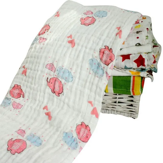 Newborn Infant Cotton Comfortable Muslin Baby Swaddling Blanket Swaddle Towel 120*120cm