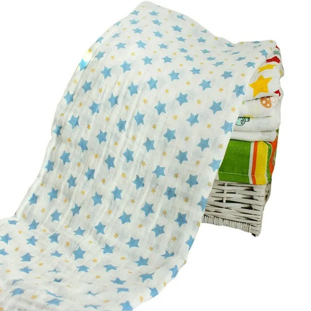 Newborn Infant Cotton Comfortable Muslin Baby Swaddling Blanket Swaddle Towel 120*120cm