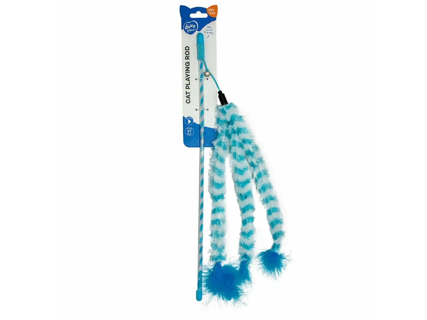 Playing rod Catchy fluffy tail 44x8x3,5cm blue/white