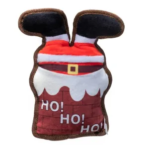 Pronk! Pets Bottoms Up Santa Claus in Chimney 10-Inch Durable Soft Plush Squeaky Christmas Dog Toy