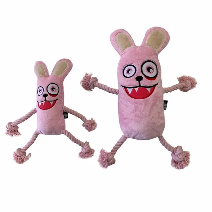 Psycho Bunny Plush Rope Toy With Squeaker