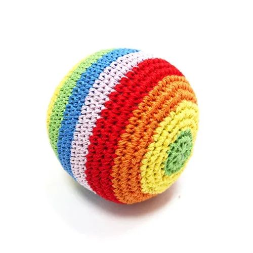 Rainbow Crochet Dog Toy with Squeaker