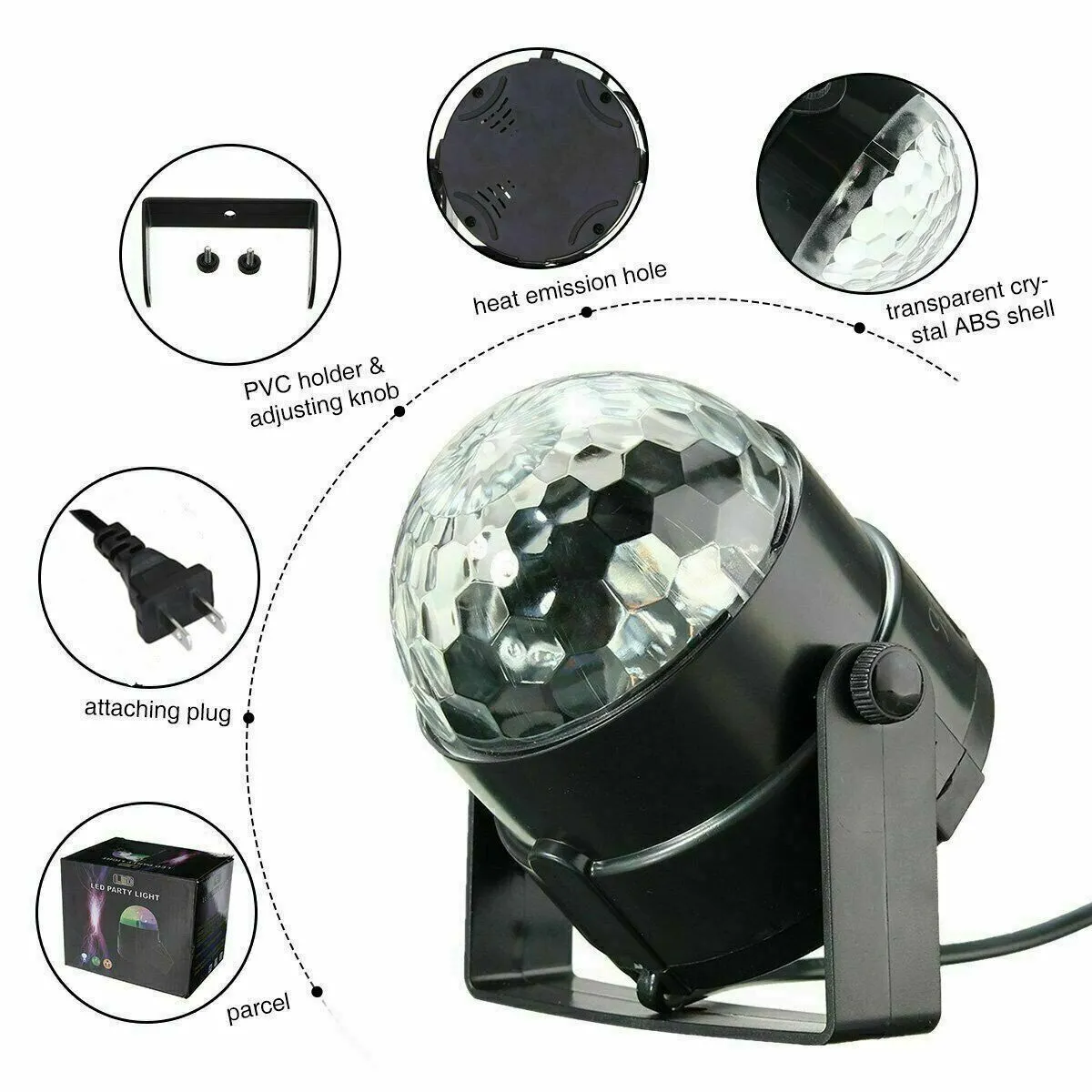 Sound Activated Strobe LED DJ Ball - Pulsating Party Light for DJs and Dancers