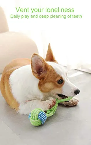 Sunglow Knotted Woven Pet Dog Toy，Eco-Friendly Cotton Rope Toys, Bite-Resistant Rope Knot Dog Toy，Medium/Small Dogs Toy，Not Suitable for Dogs with Strong Aggressive Chewing