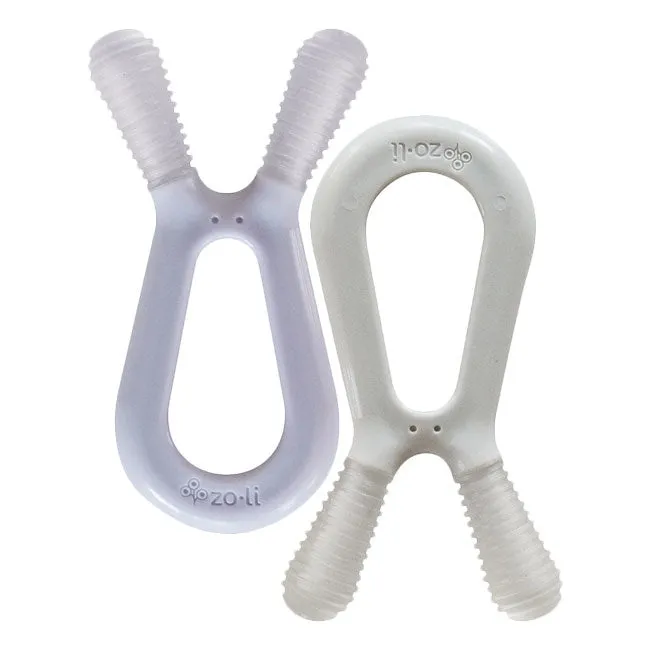 zoli baby bunny teether 2pk - lilac/ash